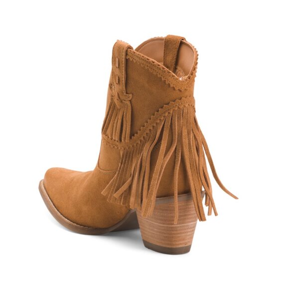DINGO Camel Suede Fringe Fandango Western Boots - Picture 2 of 2